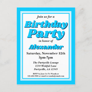 Invitation Carte Postale Classy Bright Bright Fête d'anniversaire pour adul