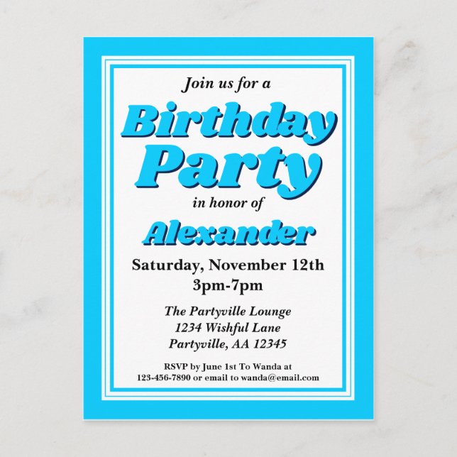 Invitation Carte Postale Classy Bright Bright Fête d'anniversaire pour adul (Devant)