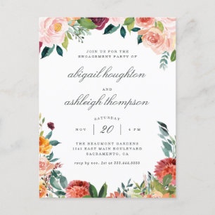 Invitation Carte Postale Classy Burgundy Blush Pink Floral