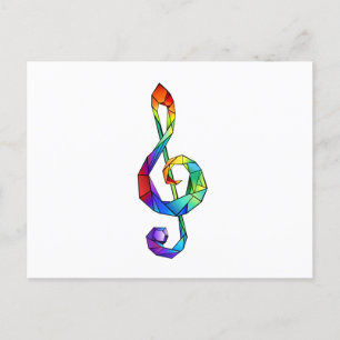 Invitation Carte Postale Clé de la musique arc-en-ciel