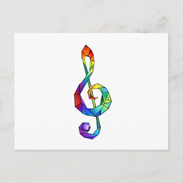 Invitation Carte Postale Clé de la musique arc-en-ciel (Devant)