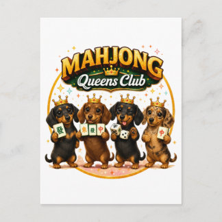 Invitation Carte Postale Club des Reines de Mahjong Adorables Dachshunds
