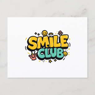 Invitation Carte Postale Club Smile Typographie de Dessin Animé Mignon