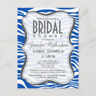 Invitation Carte Postale Cobalt Blue Zebra Stripes Poster de animal
