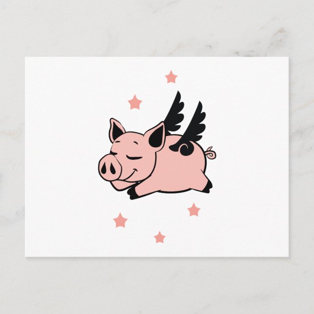 Invitation Carte Postale Cochon volant avec ailes angéliques Cochons volant (Devant)