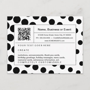 Invitation Carte Postale code QR raffiné : demi-teint noir et blanc