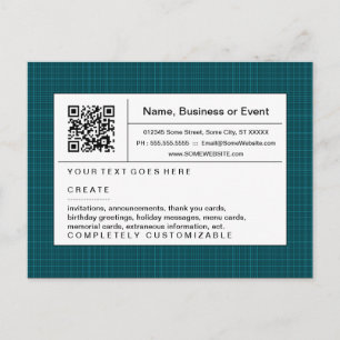 Invitation Carte Postale code QR raffiné : Plaqué turquoise