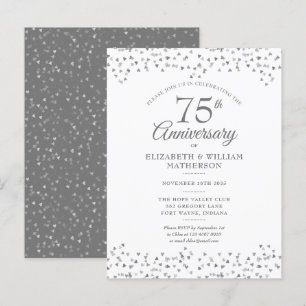 Invitation Carte Postale Cœur de confettis pour les 75 ans de mariage 
