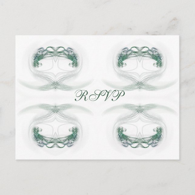 Invitation Carte Postale Coeurs fractales Vert RSVP (Devant)
