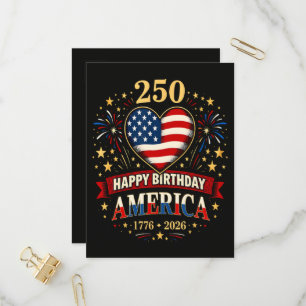 Invitation Carte Postale Cœurs Usa 1776 2026 4 Juillet