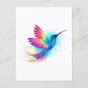Invitation Carte Postale Colibri arc-en-ciel exotique