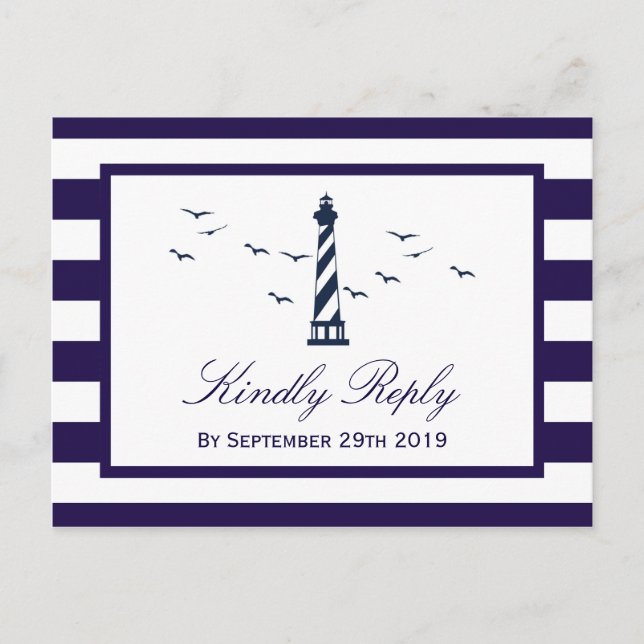 Invitation Carte Postale Collection de Mariages de phare nautique RSVP (Devant)