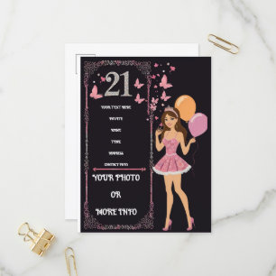 Invitation Carte Postale Conception d'anniversaire avec options de photos p