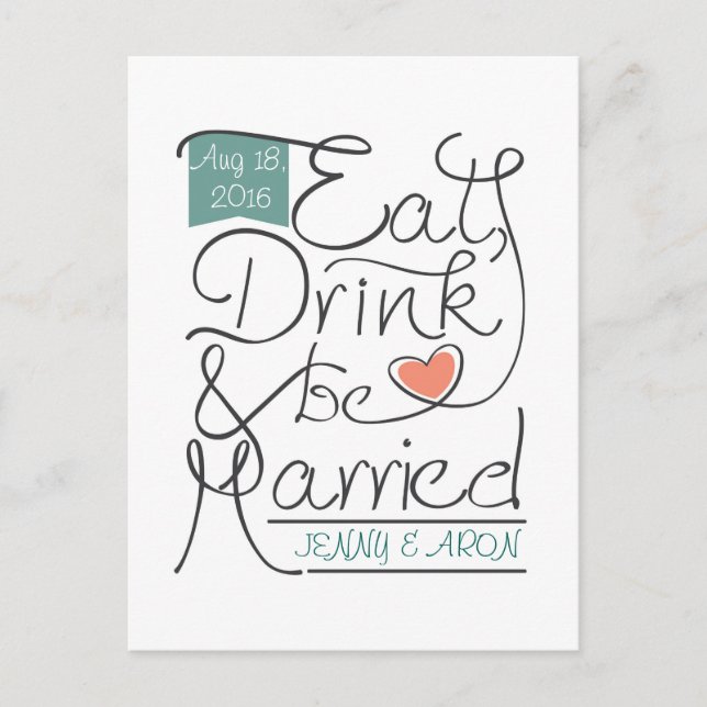 Invitation Carte Postale conception d'invitation de mariage (Devant)