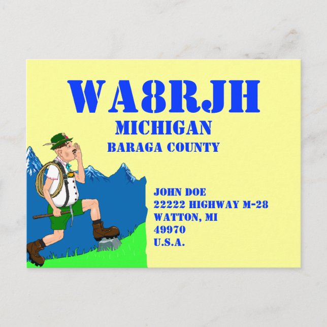 Invitation Carte Postale Concevez votre propre radio HAM QSL Ops Yodeler Yo (Devant)