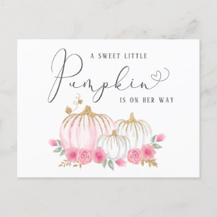 Invitation Carte Postale Conduite Par Citrouille Rose Floral Baby Girl Douc