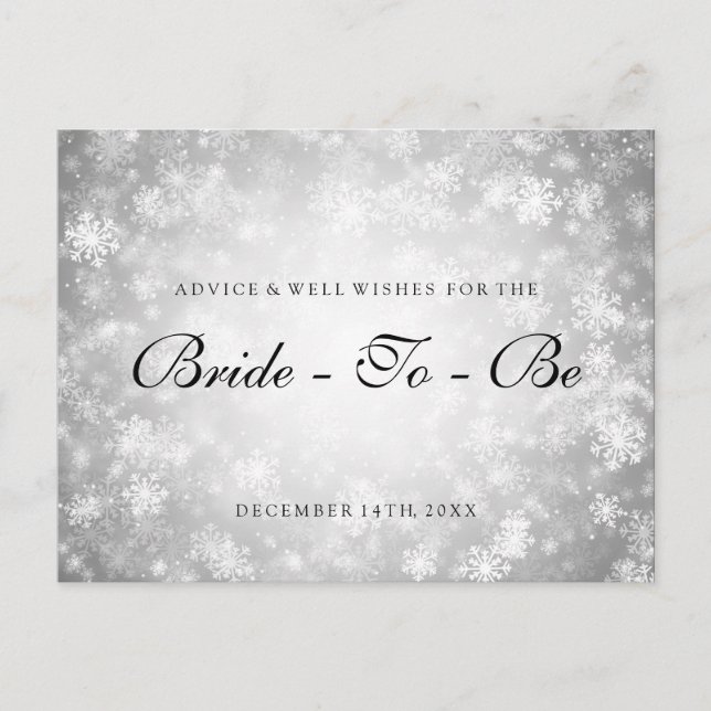 Invitation Carte Postale Conseil de Fête des mariées Silver Winter Wonderla (Devant)
