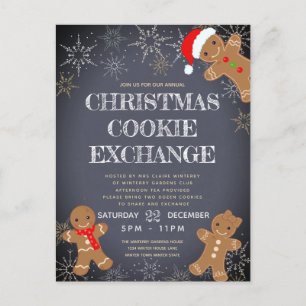 Invitation Carte Postale Cookie Exchange Party Charcoal Holiday