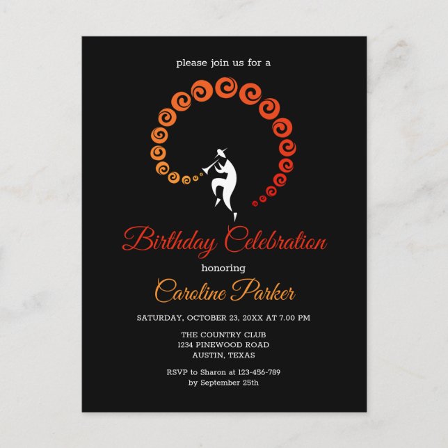 Invitation Carte Postale Cool Jazz Trumpet Musicien Anniversaire (Devant)
