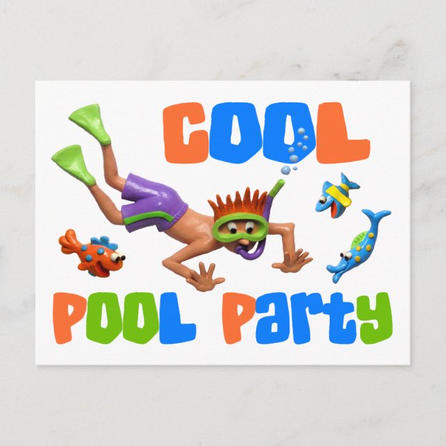 Invitation Carte Postale Cool Pool Party (Devant)