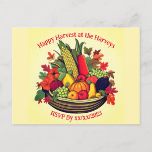 Invitation Carte Postale Cornucopie de récolte heureuse