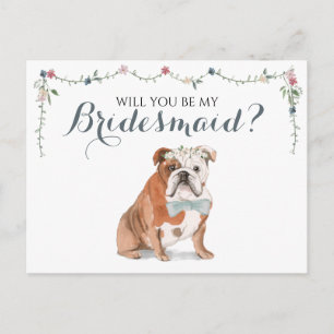 Invitation Carte Postale Cortège de mariage Bouledogue anglais Sois ma demo