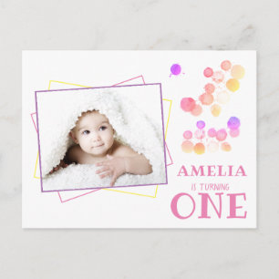 Invitation Carte Postale Couleur des lots 1er anniversaire Photo