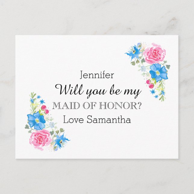 Invitation Carte Postale Couleur fleur sauvage rose | Personnalisez (Devant)