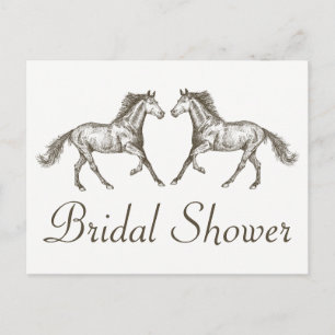 Invitation Carte Postale Country Fête de l'mariée Horse Mariage Brown Rusti