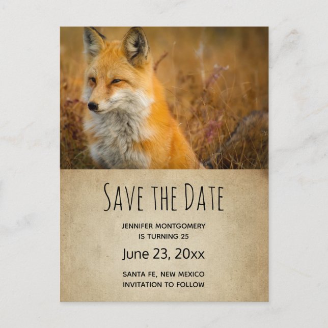 Invitation Carte Postale Coupe Red Fox Wilderness Nature Photo Enregistrer  (Devant)