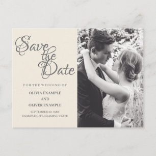 Invitation Carte Postale Couple de mariés s'embrassant en monochrome
