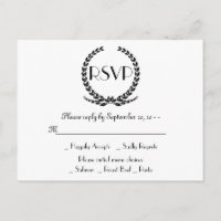 Couronne de feuilles de laurier RSVP noire pour ma