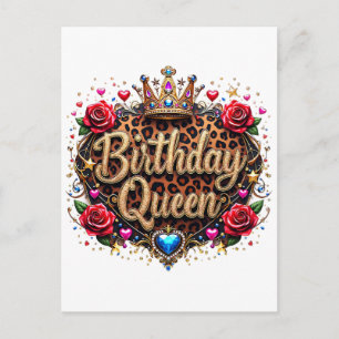 Invitation Carte Postale Couronne de Reine d'Anniversaire Glamour