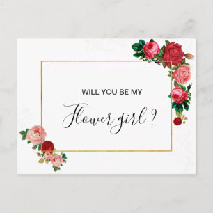 Invitation Carte Postale Couronne florale de roses de Bourgogne pour fillet