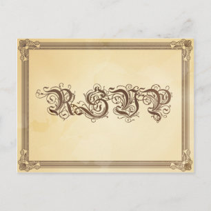 Invitation Carte Postale Crème vintage et affiche Brown RSVP avec choix de 