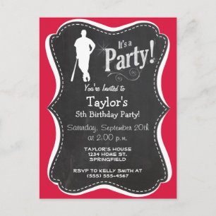 Invitation Carte Postale Crimson Red Baseball