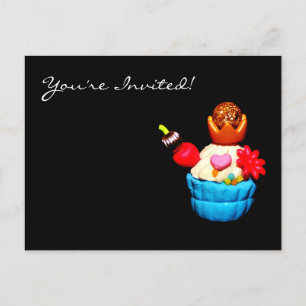 Invitation Carte Postale Cupcake