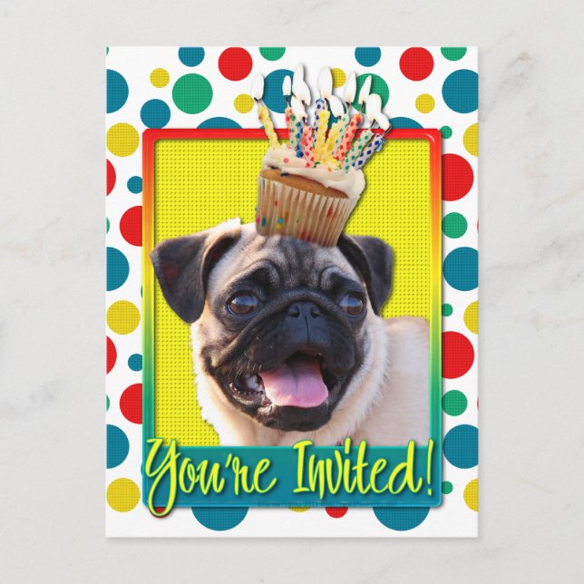 Invitation Carte Postale Cupcake d'invitation - Carlin (Devant)