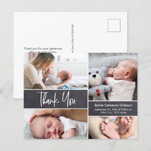 Invitation Carte Postale Custom Photo collage moderne tableau noir garçon