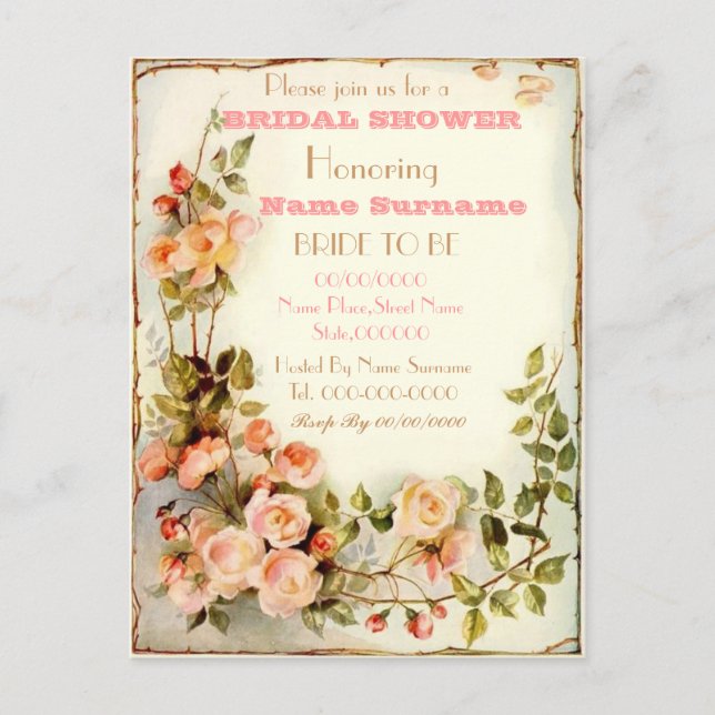 Invitation Carte Postale cut floral bridal (Devant)