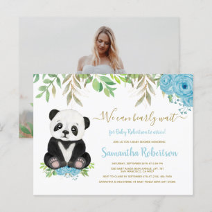 Invitation Carte Postale Cute Blue Watercolor Boy peut attendre