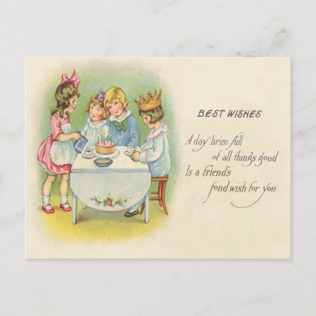 Invitation Carte Postale Cute Enfants Anniversaire Gâteau de fête (Devant)