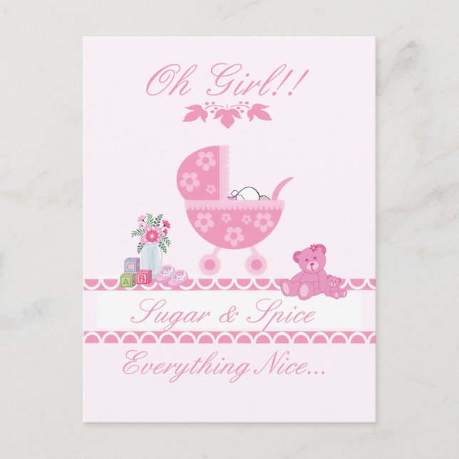 Invitation Carte Postale Cute "épice de sucre" Baby shower Invitation/carte (Devant)