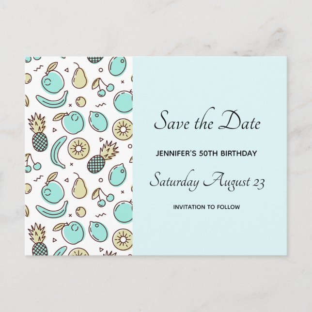 Invitation Carte Postale Cute Fruit Motif Summery Thème (Devant)