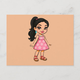 Invitation Carte Postale Cute Kawaii Girl Postcard