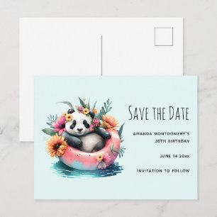 Invitation Carte Postale Cute Panda Chilling dans un tube intérieur Enregis