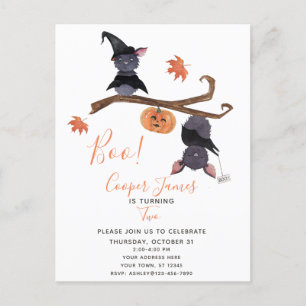 Invitation Carte Postale Cute Simple Halloween chauves-souris enfant 2e ann