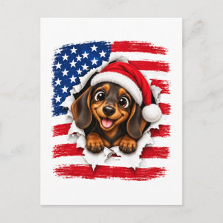 Invitation Carte Postale Dachshund de Noël américain
