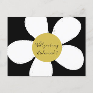 Invitation Carte Postale Daisy Black White Serez-Vous Ma Femme D'Accueil
