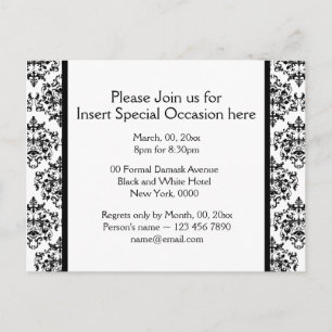 Invitation Carte Postale Damas de soirée noir rouge blanc formel